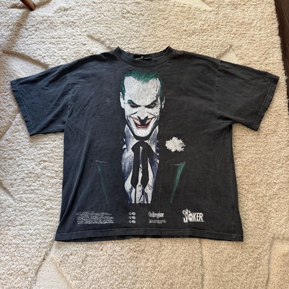 Civil Regime x DC Comics Batman Joker Graphic Tee Oversized Medium Faded Black